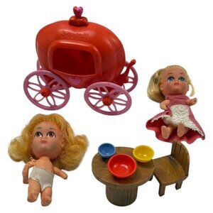 Hasbro Storykins Lot Cinderella and Pumpkin Carriage & 3 Bear Table Vintage Doll